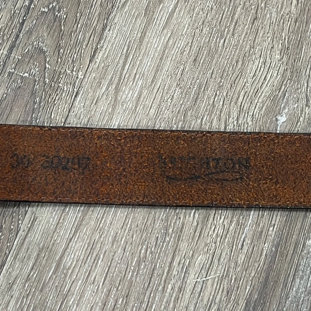 Vintage Brighton Hand Made USA Leather Patina Silver Buckle Clasp Ornate